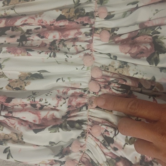 DOLLCAKE white pink floral crochet lace cotton Pom Pom Maxi dress 3 3T - Picture 6 of 10